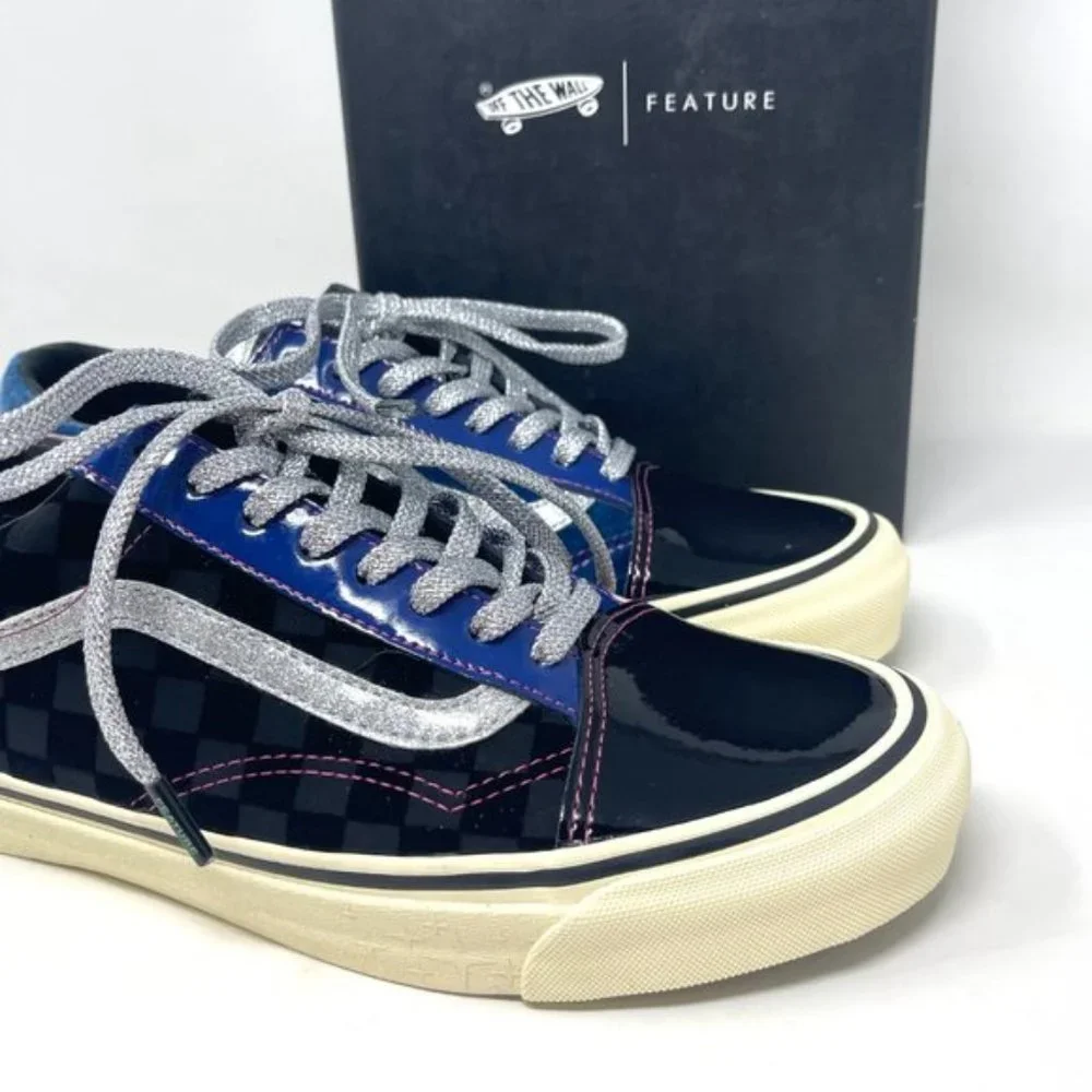 Vans Og Old Skool Lx Black Skateboarding Women Velvet Patent Leather VN0A38FW03E
